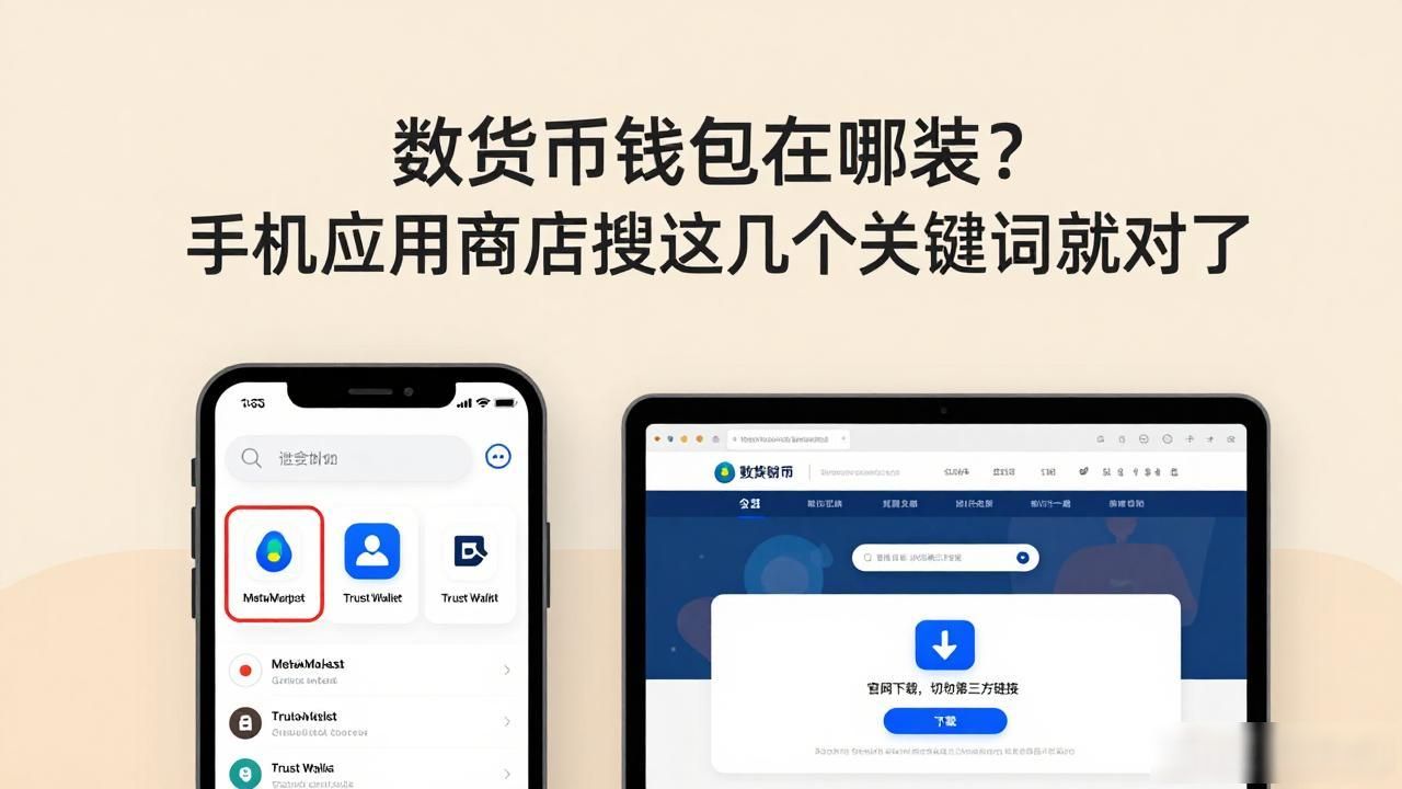 数字货币钱包在哪装?手机应用商店搜这几个关键词就对了