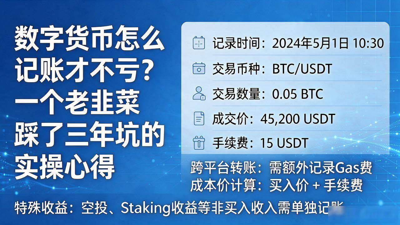 数字货币怎么记账才不亏？一个老韭菜踩了三年坑的实操心得