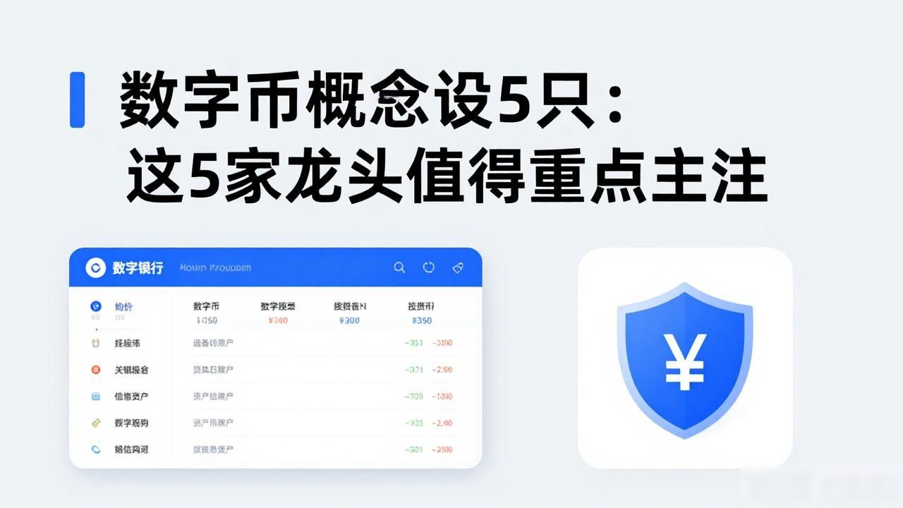 数字货币概念股5只：这5家龙头值得重点关注