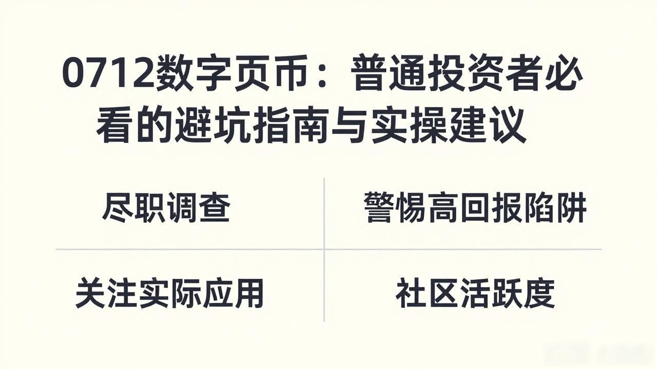 0712数字货币：普通投资者必看的避坑指南与实操建议