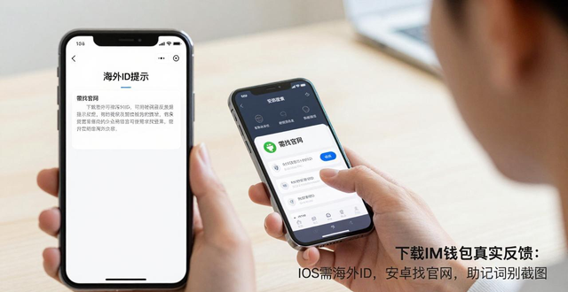 下载im钱包真实反馈：iOS需海外ID，安卓找官网，助记词别截图